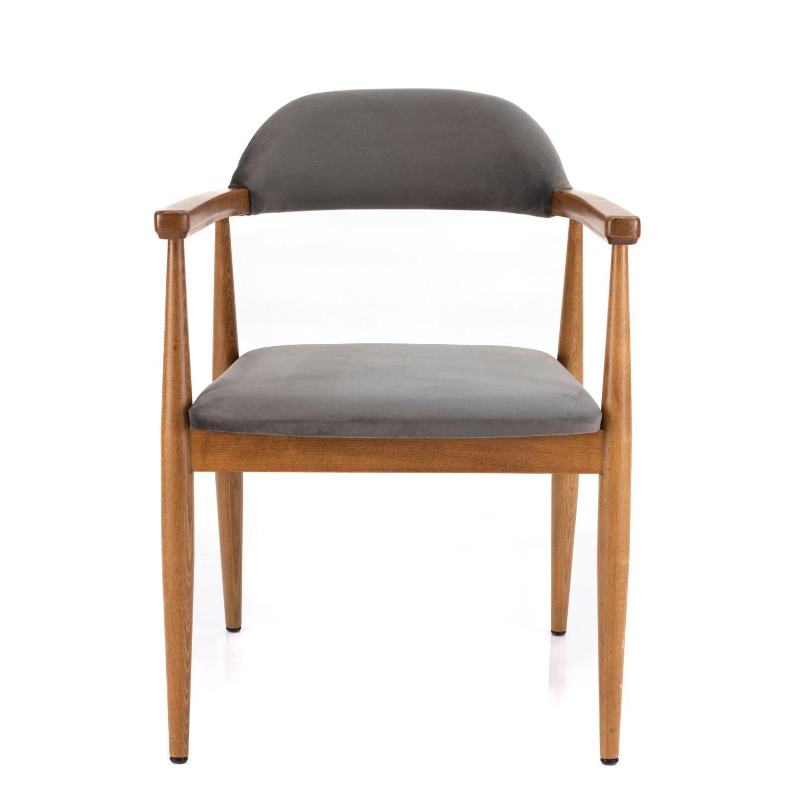 Nora Masif Ahşap Sandalye – Gri