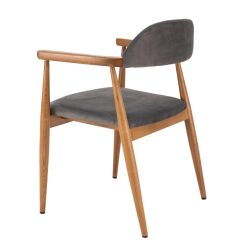 Nora Masif Ahşap Sandalye – Gri