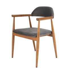 Nora Masif Ahşap Sandalye – Gri