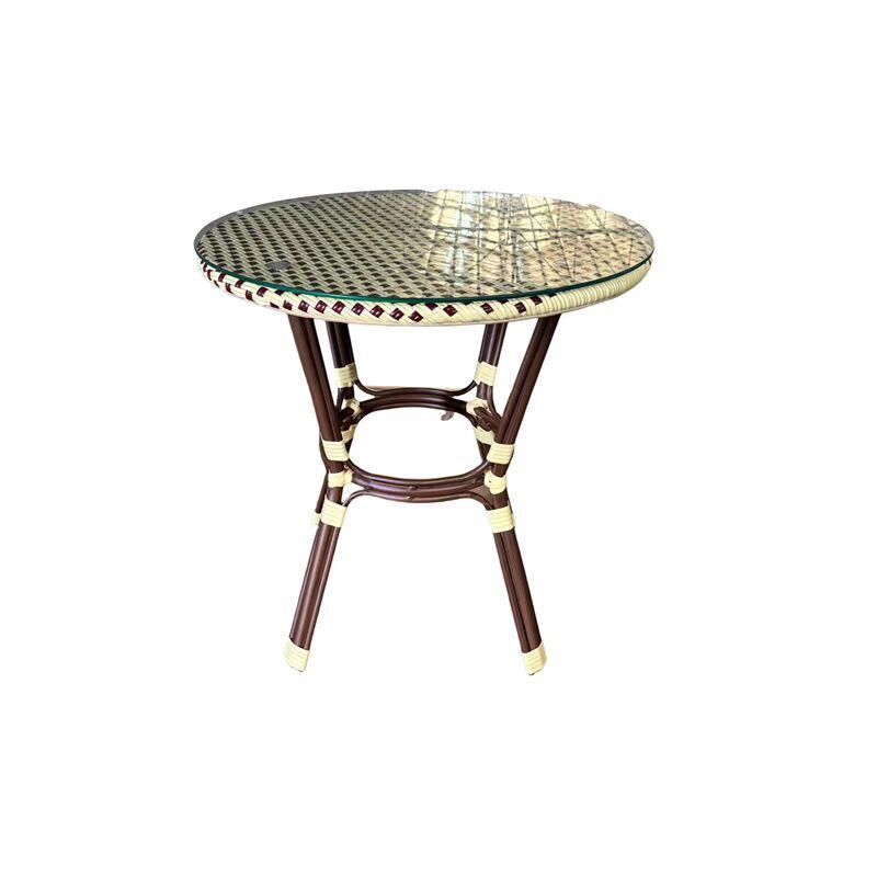 Arven Rattan Bistro Masa – Cam Tablalı