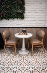 Lorien Luxury Bistro Mermer Masa Sandalye Takımı