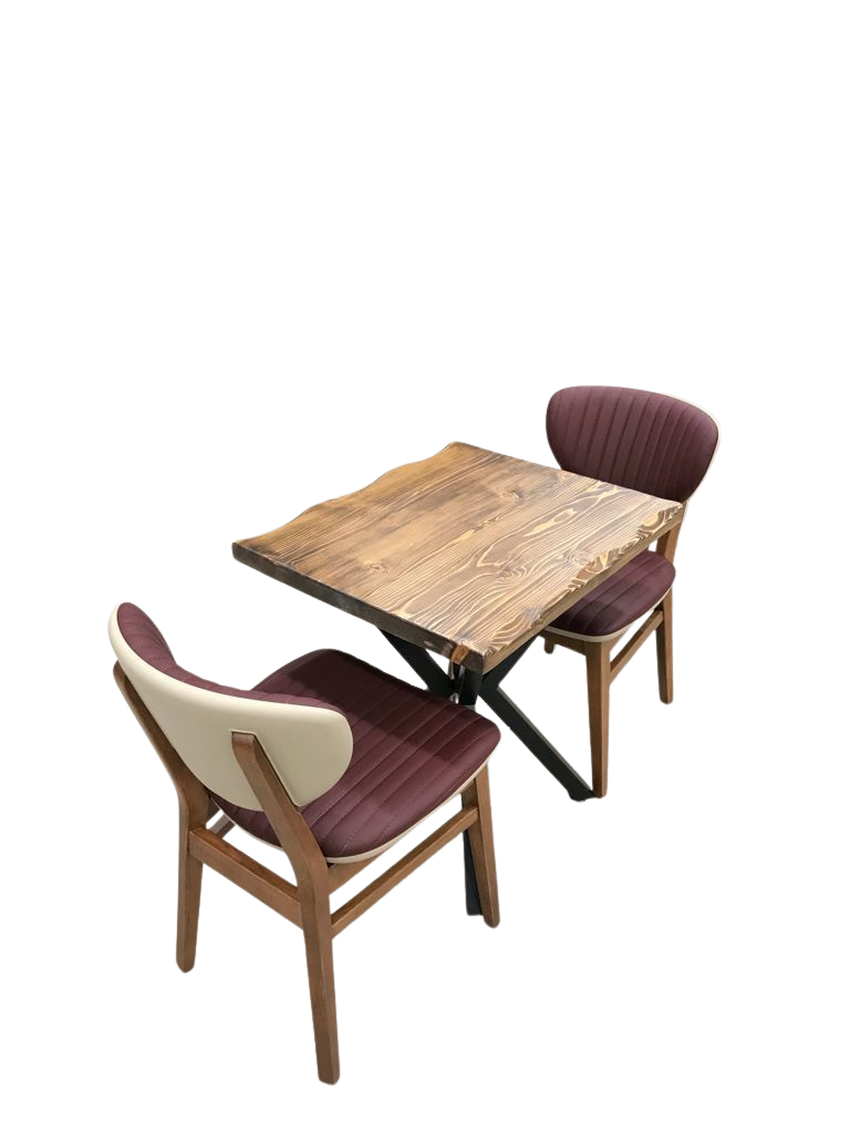 Virella X Ayaklı Ahşap Cafe Masa Sandalye Takımı