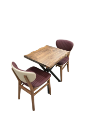 Virella X Ayaklı Ahşap Cafe Masa Sandalye Takımı