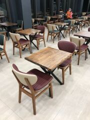 Virella X Ayaklı Ahşap Cafe Masa Sandalye Takımı