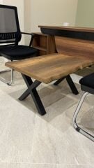 Katre Doğal Ahşap Orta Sehpa – Endüstriyel X Ayaklı